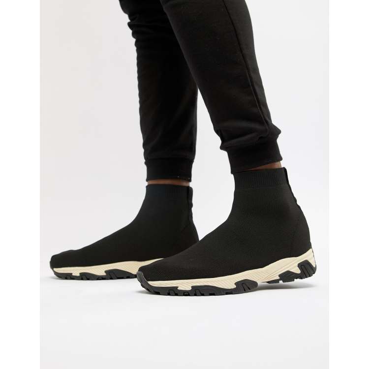 ASOS DESIGN slip on sock sneakers in black knit