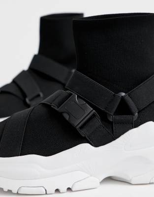 black sock chunky trainers