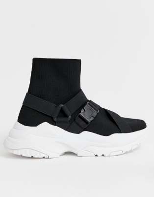 black sock chunky trainers