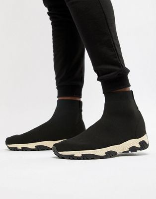black sock trainer boots