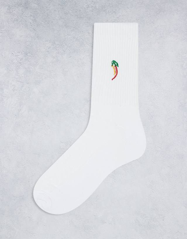 ASOS DESIGN - sock with chilli artwork in white