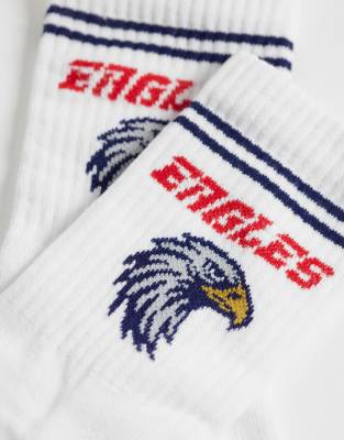 Asos Design Sock With Eagles Graphic In White