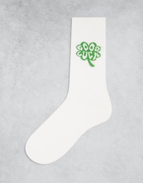 ASOS DESIGN – Socken in Weiß mit aufgesticktem Glückskleeblatt - view 1
