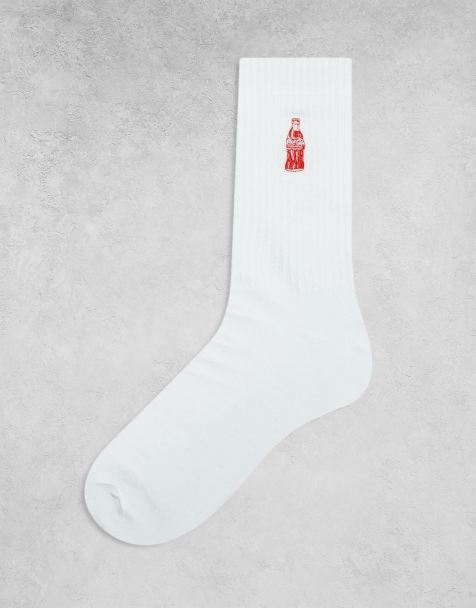 ASOS DESIGN – Socken in Weiß mit Colaflaschen-Stickerei - view 1
