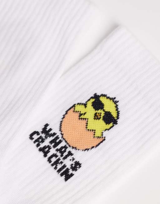 ASOS DESIGN – Socken in Weiß mit Küken-Grafik, 2 von 3