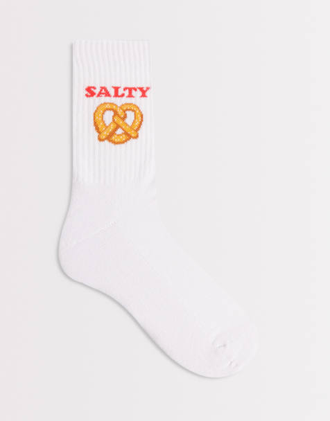 ASOS DESIGN – Socken in Weiß mit „Salty“-Grafik - view 1