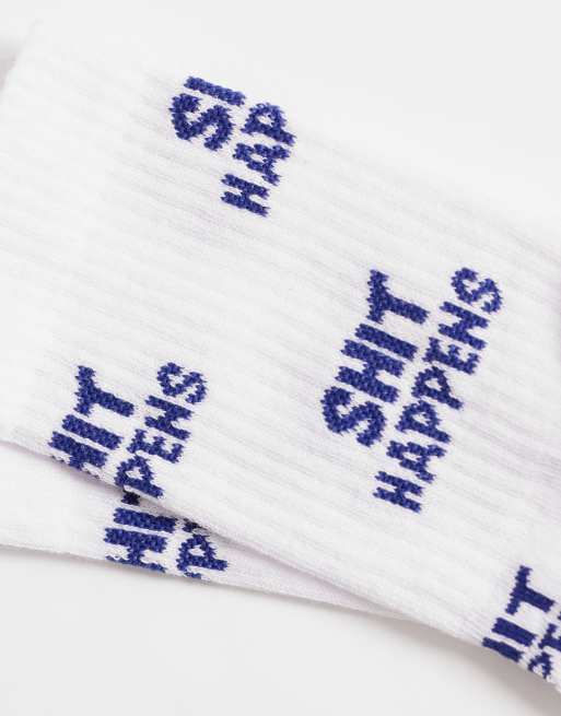 ASOS DESIGN – Socken in Weiß mit Schimpfwörter-Grafikmotiv , 2 von 3
