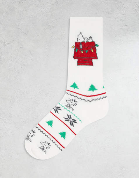 ASOS DESIGN – Socken in Weiß mit weihnachtlichem „Snoopy“-Motiv - view 1