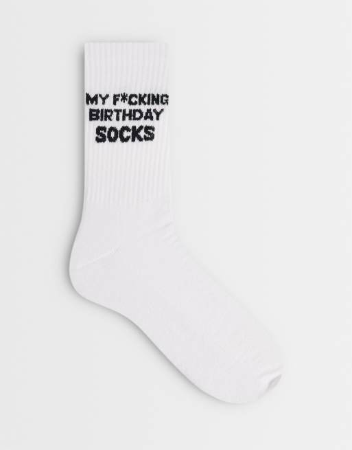 ASOS DESIGN Socken mit Geburtstagsgrafik in Multi