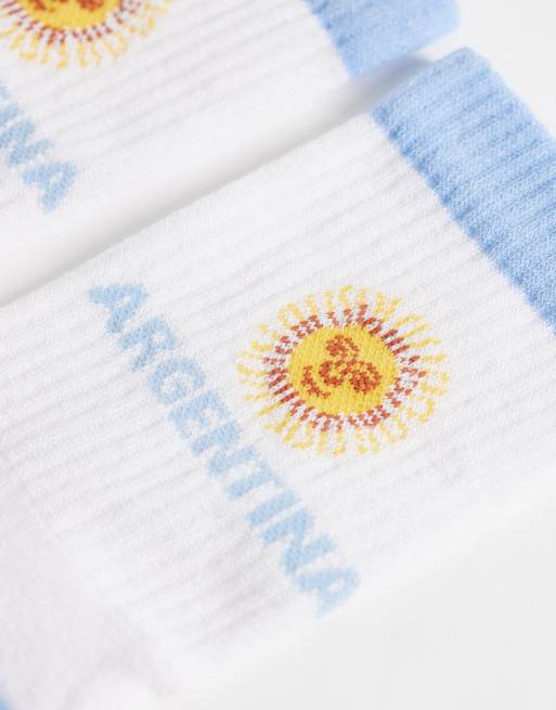 ASOS DESIGN socks with Argentina graphic in white, 2 of 3