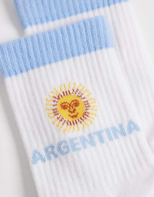 ASOS DESIGN socks with Argentina graphic in white, 3 of 3