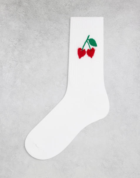 ASOS DESIGN socks with boucle heart graphic in white - view 1