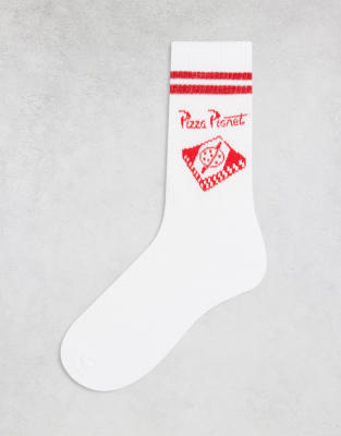 Asos Design Socks With Disney Pizza Planet In White