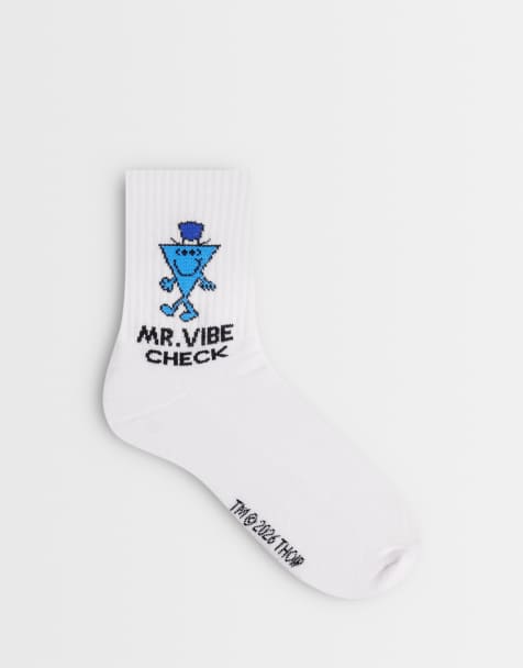 ASOS DESIGN socks with Mr. Vibe Check graphic in mutli - view 1