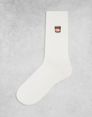 ASOS DESIGN socks with negroni embroidery in white