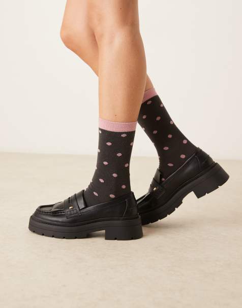 ASOS DESIGN socks with polka dot design in gray and pink - view 1