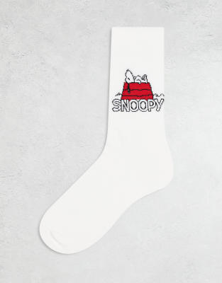 ASOS DESIGN socks with sleeping Snoopy artwork in white