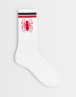 Asos Design Socks With Spider Graphic In White