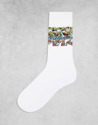 ASOS DESIGN socks with SpongeBob print in white