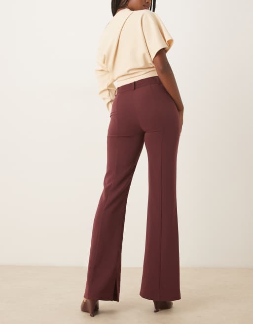 ASOS DESIGN - Soepele elegante flared pantalon in pruimkleur, 4 van 5