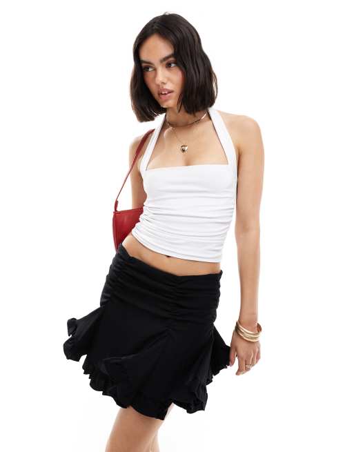 ASOS DESIGN - Soepele halter top in ivoorwit