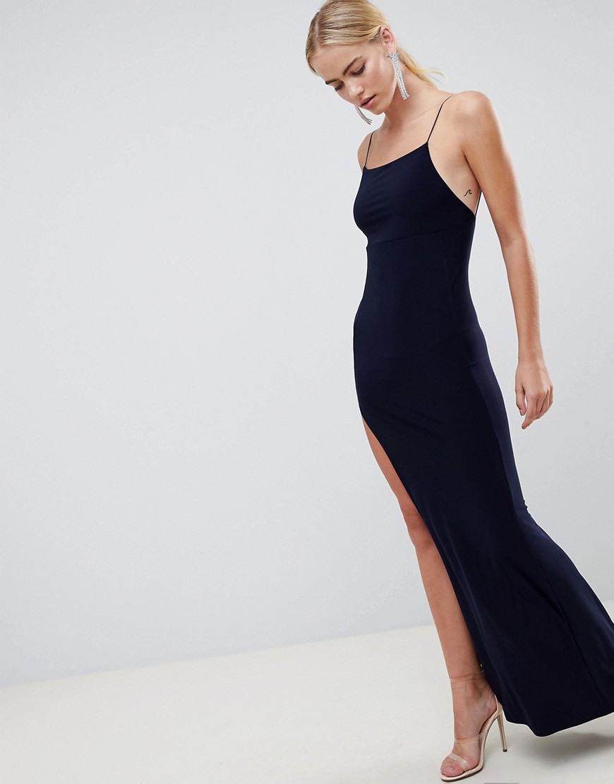 ASOS DESIGN - Soepele lange jurk-Marineblauw