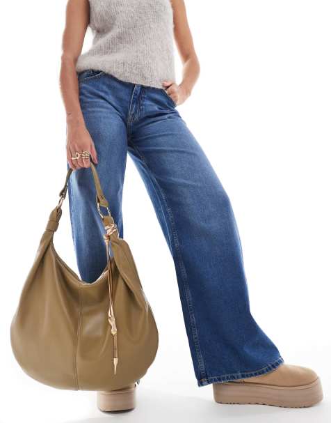 ASOS DESIGN - Soepele tote tas met slangvormige hardware in taupe - view 1