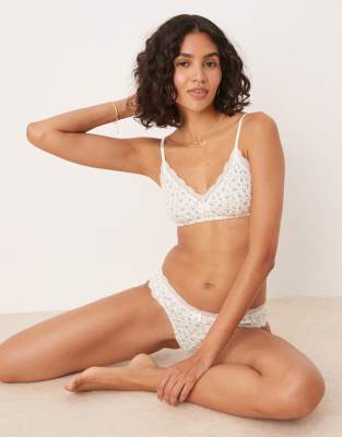 ASOS DESIGN - Sofia - Set mit Blümchenmuster bestehend aus Bustier und brasilianischem Höschen-Bunt