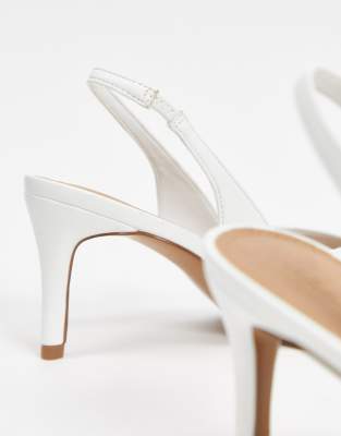 white kitten heel slingback shoes