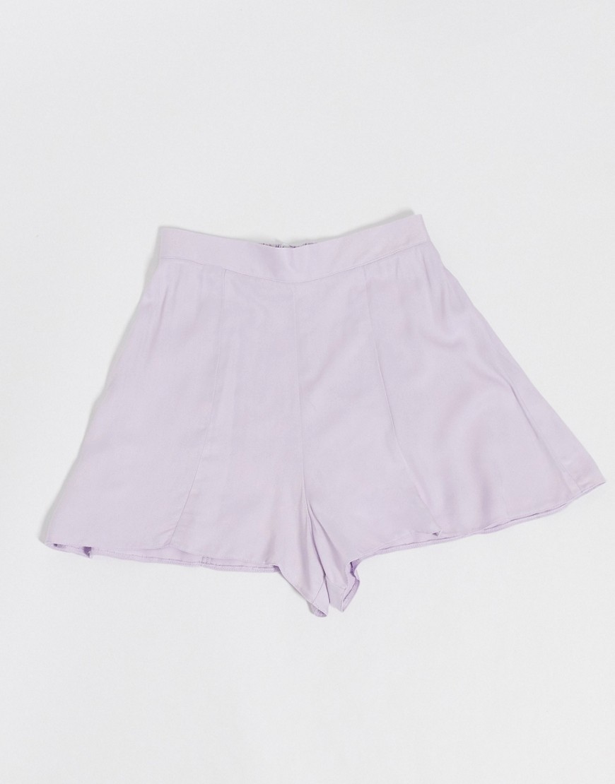 Asos Design Soft 3 Piece Suit Shorts In Dusty Lilac-purple