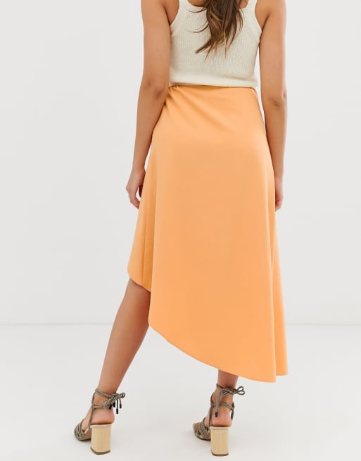 ASOS DESIGN soft asymmetric wrap midi skirt ASOS