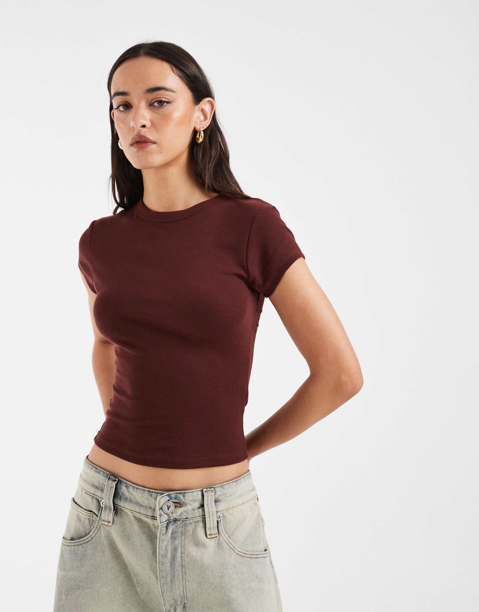 asos design soft baby tee in fig