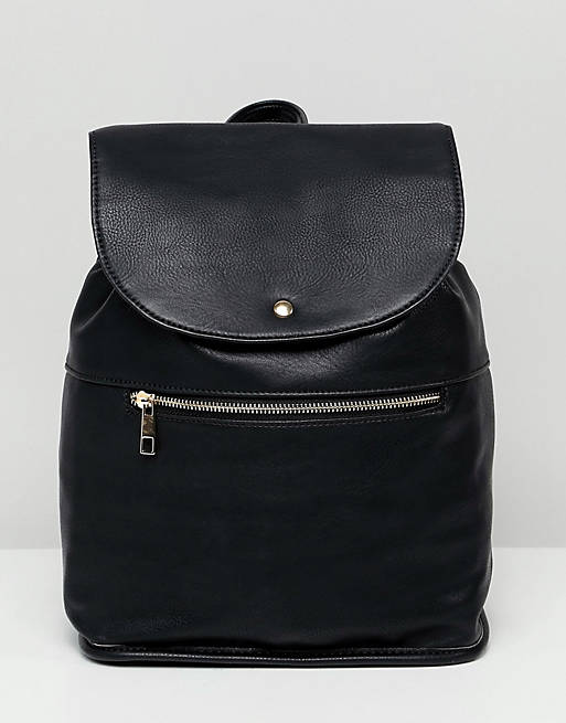 ASOS DESIGN soft backpack with zip detail in black
