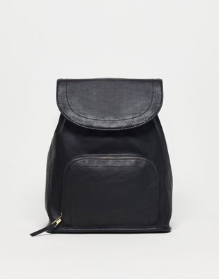 ASOS DESIGN soft backpack with zip front pocket in black