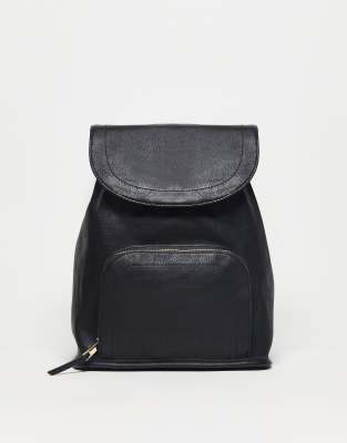 Asos Design Soft Backpack With Zip Front Pocket In Black