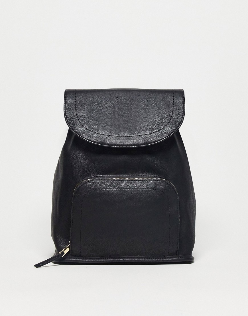 soft backpack with zip front pocket in black