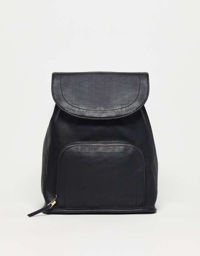 ASOS DESIGN soft backpack with zip front pocket in black