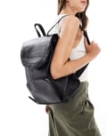 [ASOS DESIGN] ASOS DESIGN soft backpack with zip front pocket in black No Size BLACK