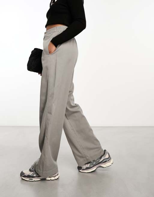 ASOS DESIGN soft barrel leg pants in grey