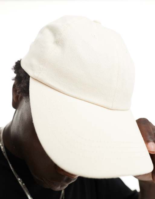 ASOS DESIGN soft baseball cap in ecru cotton, 3 of 4