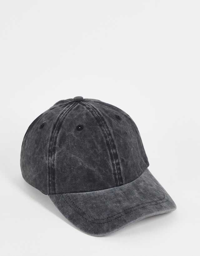 ASOS DESIGN soft baseball cap in washed black cotton