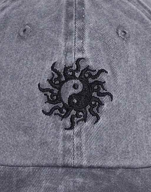 ASOS DESIGN soft baseball cap in washed black with embroidery, 3 of 4