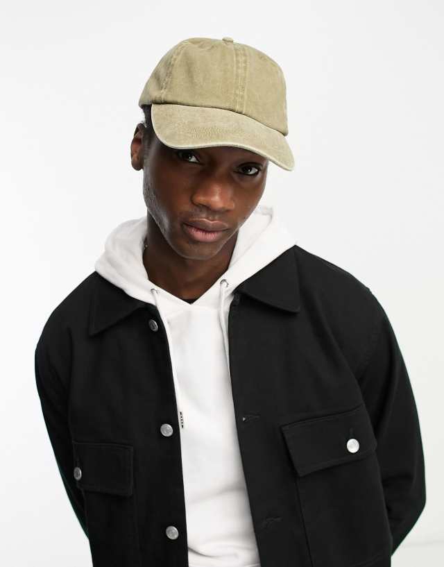 ASOS DESIGN soft baseball cap in washed khaki cotton