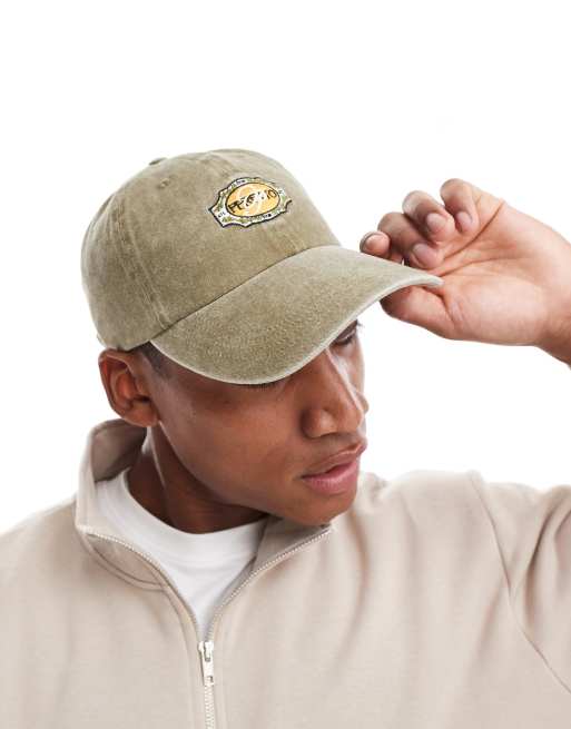  ASOS DESIGN soft baseball cap with embroidery in washed brown