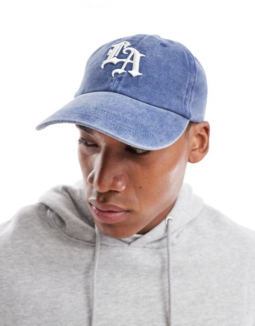 FhyzicsShops DESIGN soft baseball cap with LA graphic in washed blue