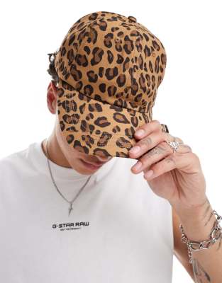 ASOS DESIGN ASOS DESIGN soft cap in washed leopard print-Neutral