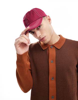 ASOS DESIGN ASOS DESIGN soft cap with contrast stitch in burgundy-Red