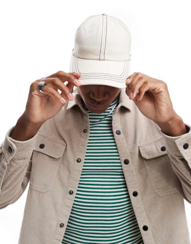 ASOS DESIGN - soft cap with contrast stitch in ecru