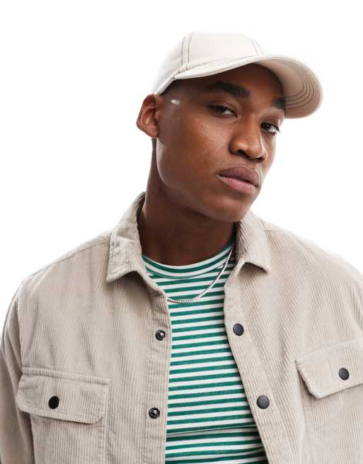 ASOS DESIGN soft cap with contrast stitch in ecru, 3 of 4