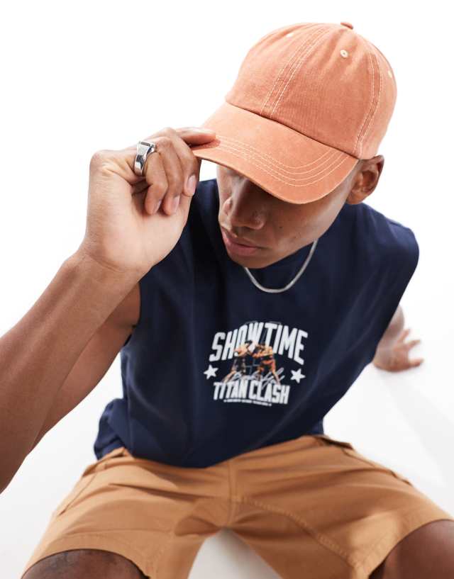 ASOS DESIGN - soft cap with contrast stitch in washed burnt orange